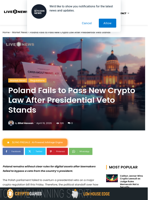 Poland Fails to Pass New Crypto Law After Presidential Veto Stands | Live Bitcoin News