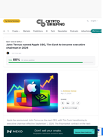 John Ternus named Apple CEO, Tim Cook to become executive chairman in 2026