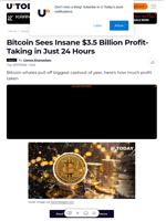 Bitcoin Sees Insane $3.5 Billion Profit-Taking in Just 24 Hours