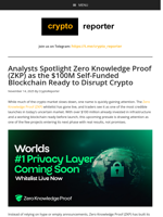 Analysts Spotlight Zero Knowledge Proof (ZKP) as the $100M Self-Funded Blockchain Ready to Disrupt Crypto