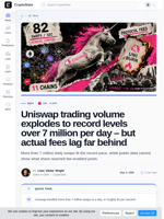Uniswap swap record hits 82 per second as fee gap remains