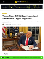 Trump Signs GENIUS Act, Launching First Federal Crypto Regulation - CoinCentral