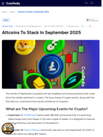 Altcoins To Stack In September 2025