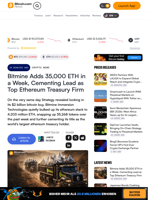 Bitmine Adds 35,000 ETH in a Week, Cementing Lead as Top Ethereum Treasury Firm – Crypto News Bitcoin News
