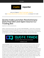 Quote.trade Launches Revolutionary Dark Pool DEX and Open-Source CLI Trading Bot