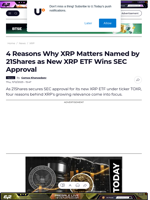 4 Reasons Why XRP Matters Named by 21Shares as New XRP ETF Wins SEC Approval - U.Today