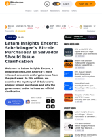 Latam Insights Encore: Schrödinger’s Bitcoin Purchases? El Salvador Should Issue Clarification – Op-Ed Bitcoin News