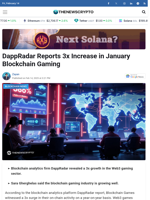 DappRadar Reports 3x Increase in January Blockchain Gaming - TheNewsCrypto