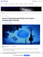 Korea's Top Brokerage Wants Into Crypto — Starting With Coinone - BeInCrypto