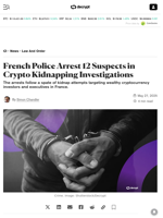 French Police Arrest 12 Suspects in Crypto Kidnapping Investigations - Decrypt