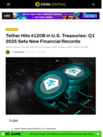 Tether Hits $120B in U.S. Treasuries: Q1 2025 Sets New Records
