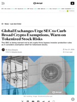 Global Exchanges Urge SEC to Curb Broad Crypto Exemptions, Warn on Tokenized Stock Risks - Decrypt