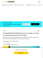 Trump-linked World Liberty Financial questioned over partner’s prior links to sanctioned network