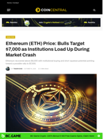 Ethereum (ETH) Price: Bulls Target $7,000 as Institutions Load Up During Market Crash - CoinCentral