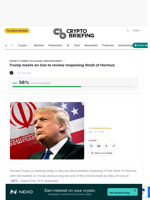 Trump meets on Iran to review reopening Strait of Hormuz