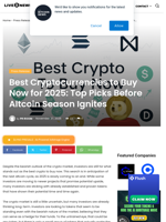 Best Cryptocurrencies to Buy Now for 2025: Top Picks Before Altcoin Season Ignites | Live Bitcoin News