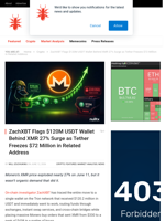 ZachXBT Flags $120M USDT Wallet Behind XMR 27% Surge as Tether Freezes $72 Million in Related Address - NullTX