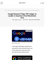 Google Research Flags XRP Ledger as Leader in Quantum-Proof Blockchain Tech
