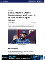 Cardano founder Charles Hoskinson says audit report is on track for mid-August release