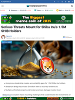 Serious Threats Mount for Shiba Inu's 1.5M SHIB Holders