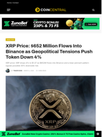 XRP Price: $652 Million Flows Into Binance as Geopolitical Tensions Push Token Down 4% - CoinCentral