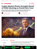 Crypto Market Shows Strength Ahead of FOMC Meeting as Powell Sets Tone - Coinspeaker