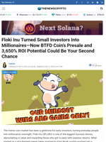 Floki Inu Turned Small Investors Into Millionaires—Now BTFD Coin’s Presale and 3,650% ROI Potential Could Be Your Second Chance - TheNewsCrypto