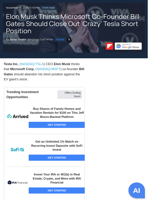 Elon Musk Thinks Microsoft Co-Founder Bill Gates Should Close Out 'Crazy' Tesla Short Position - Tesla (NASDAQ:TSLA) - Benzinga