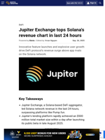 Jupiter Exchange tops Solana's revenue chart in last 24 hours