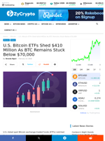 U.S. Bitcoin ETFs Shed $410 Million As BTC Remains Stuck Below $70,000 ⋆ ZyCrypto