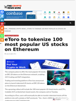 eToro to tokenize 100 most popular US stocks on Ethereum - The Crypto News Wire