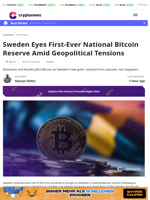 Sweden Eyes First-Ever National Bitcoin Reserve Amid Geopolitical Tensions