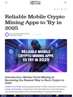Reliable Mobile Crypto Mining Apps to Try in 2025