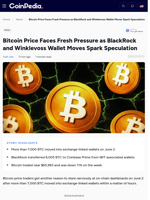 Bitcoin Price Faces Fresh Pressure as BlackRock and Winklevoss Wallet Moves Spark Speculation