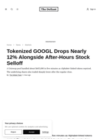 Tokenized GOOGL Drops Nearly 12% Alongside After-Hours Stock Selloff | The Defiant