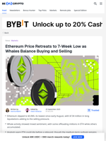 What Are Whales Doing as Ethereum Price Falls Below $4,000?