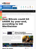 How Bitcoin could hit $400K by year-end, according to Udi Wertheimer - The Crypto News Wire