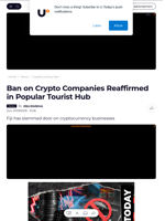 Ban on Crypto Companies Reaffirmed in Popular Tourist Hub - U.Today