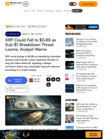 XRP Could Fall to $0.85 as Sub-$1 Breakdown Threat Looms, Analyst Warns – Markets and Prices Bitcoin News