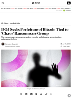 DOJ Seeks Forfeiture of Bitcoin Tied to 'Chaos' Ransomware Group - Decrypt