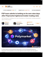 P2P team admits to betting on its own raise days after Polymarket tightened insider trading rules - AMBCrypto