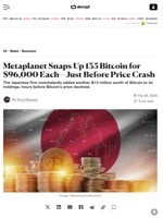 Metaplanet Snaps Up 135 Bitcoin for $96,000 Each—Just Before Price Crash - Decrypt