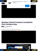 Nasdaq-Listed Company Completes First Cardano Buy - U.Today
