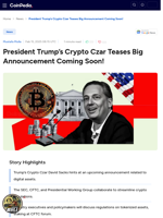 President Trump's Crypto Czar Teases Big Announcement Coming Soon!
