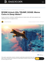 $110M Unlock Hits TRUMP, DOGE: Meme Coins In Deep Water? - DailyCoin