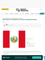 Bomb attack in Colombia kills 14 ahead of presidential election