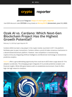 Ozak AI vs. Cardano: Which Next-Gen Blockchain Project Has the Highest Growth Potential?