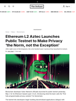 Ethereum L2 Aztec Launches Public Testnet to Make Privacy ‘the Norm, not the Exception’ - 