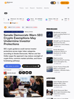 Senate Democrats Warn SEC Crypto Exemptions May Undermine Investor Protections