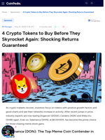4 Crypto Tokens to Buy Before They Skyrocket Again: Shocking Returns Guaranteed